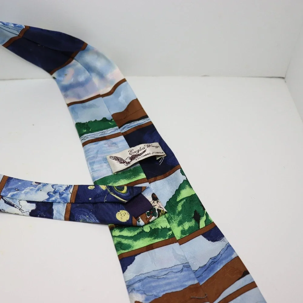 Eagles Wings Nature Space Tie OS Blue Mens Gorpcore Outer Space